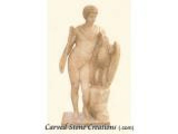 FIG-M079, ''Man & Bird'' Hand-Carved Marble Statuary