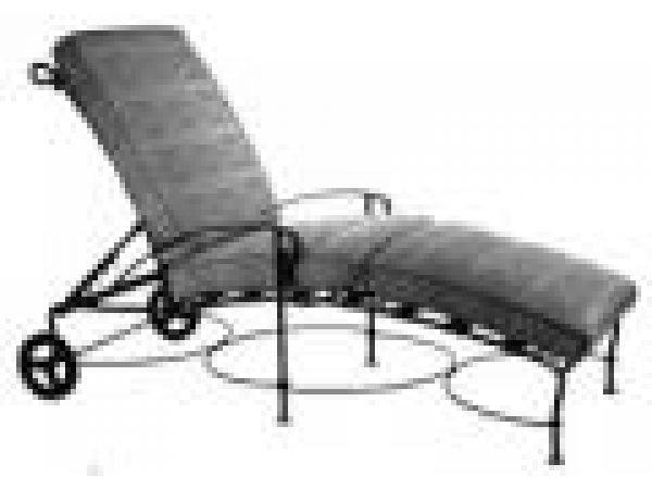 Adjustable Chaise Lounge with Wheels and Cushion