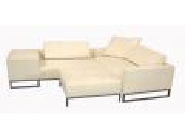 Modern White Micro-Faber Sectional Sofa Set With O, Model SL 212