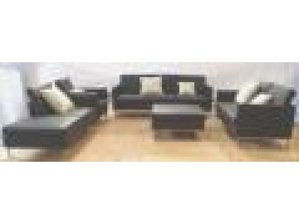 SL 106 Black, Black Leather Sofa