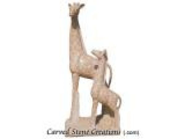 AST-132 ''Giraffe Pair'' Hand-Carved Animal Statuary
