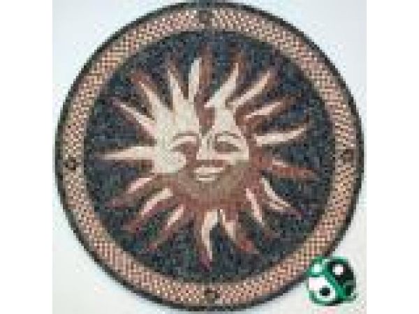 MED-M004, Classical Sun Multi-color Marble Floor Medallion