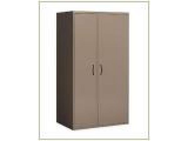 Two door cabinet with storage and wardrobe compart