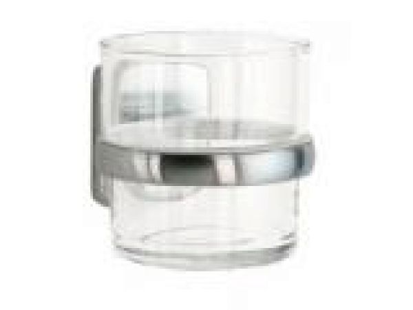 Holder with glass tumbler