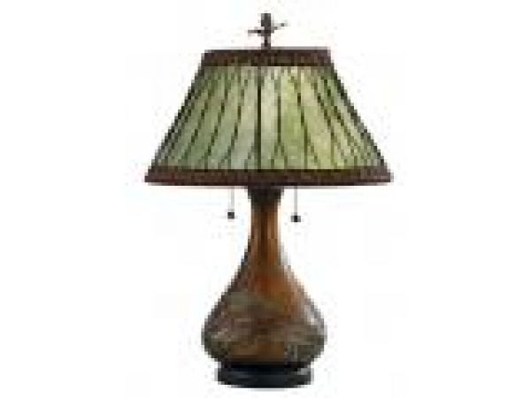 Americana Green Mica Carved Table Lamp