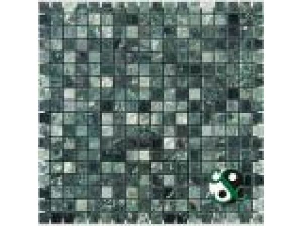 MOS-M058, Dark Green Marble 5/8x5/8 Mosaic