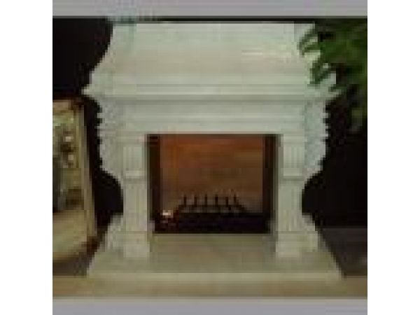 FP-007, Victorian - Hand-Carved Marble Surround w- Tapered Overmantel