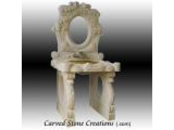 VT-C01, ''Ornate Regent'' Hand-Carved Marble Vanity w/Pedestal Mirror