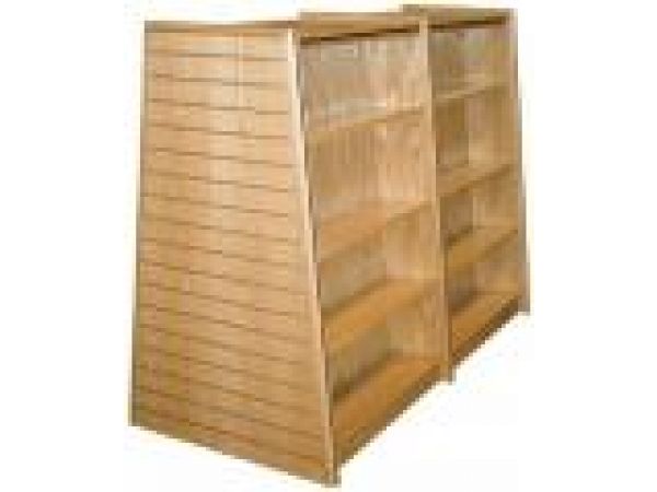 Starter & add-on double-sided Bookcases w/slatwall