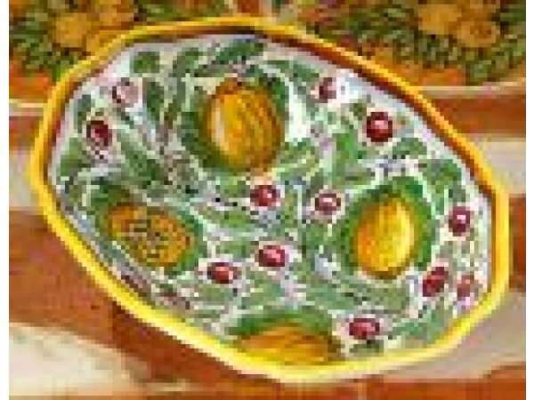 634/32 12'' Oval Scalloped Edge Fruit/Serving Bowl - Limoni/Frutta