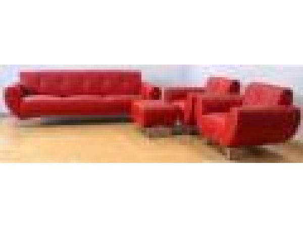 SL 126 Red, Red Leather Sofa Leather Chair