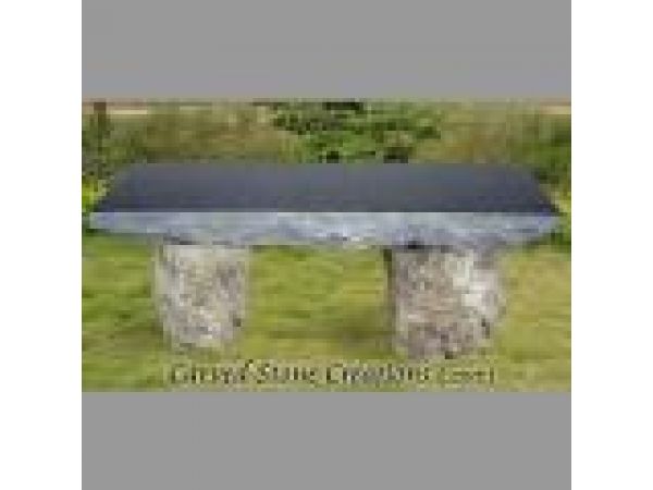 BEN-001, Rustic River Rock Bench with Polished Seat