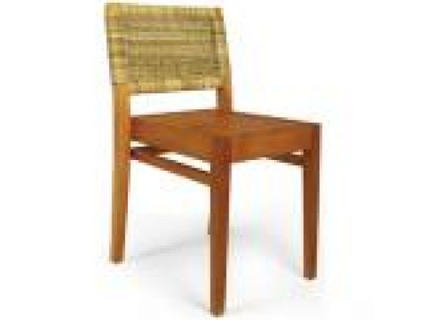 TEAK AND WOVEN RESIN STACKING CHAIR