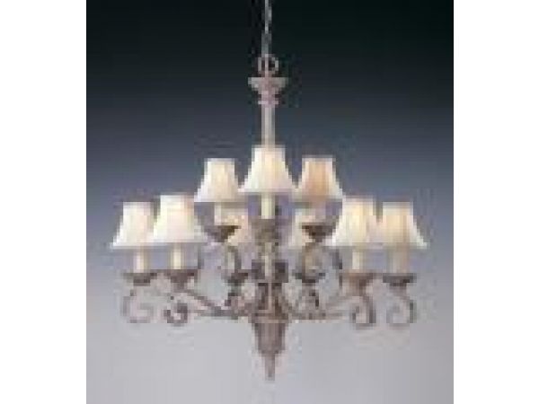 9 Light Two-tier Chandelier w/ shades