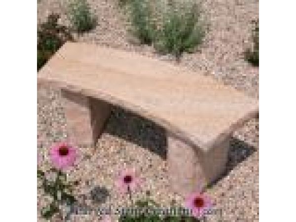 BEN-005C, Curved Rock-faced Garden Style Bench