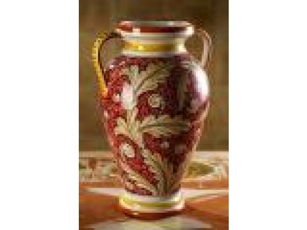 930/30 12'' Vase double handles - Floreale Rosso