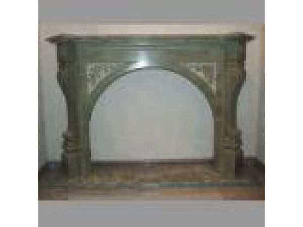 FP-103, ''Green Marble'' - Hand-Carved Natural Stone Fireplace Surround