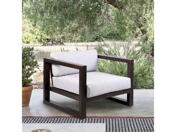Paradise Outdoor Eucalyptus Wood Lounge Chair with Grey Cushions