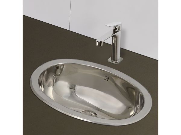 1210-P Stainless Steel Polished Oval Drop-in or Undermount Lavatory