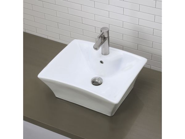 1430-CWH Square White Vitreous China Above-Counter Vessel with Overflow