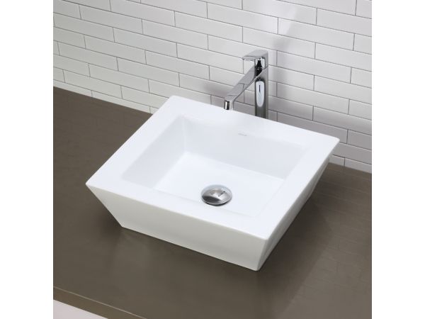 1432-CWH Square White Vitreous China Above-Counter Vessel with Overflow