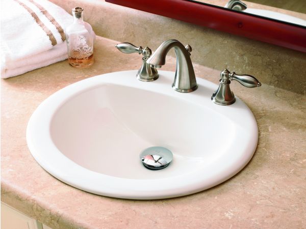 1476-CWH 19 Drop-In White Lavatory with Overflow 8 Drilling 