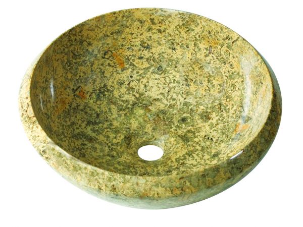 1625-M-FOS Vessel Marble Round Lip Edge Fossil Marble