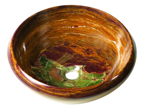 1625-O-GLD Vessel Marble Round Lip Edge Cloudy Gold Onyx. 