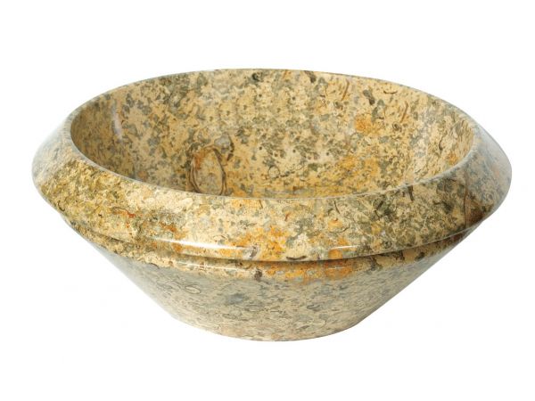 1650-M-FOS Vessel Marble Round Double Lip Fossil Marble