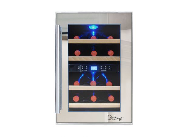 NEW: Vinotemp 12-Bottle Dual-Zone Thermoelectric Mirrored Wine Cooler
