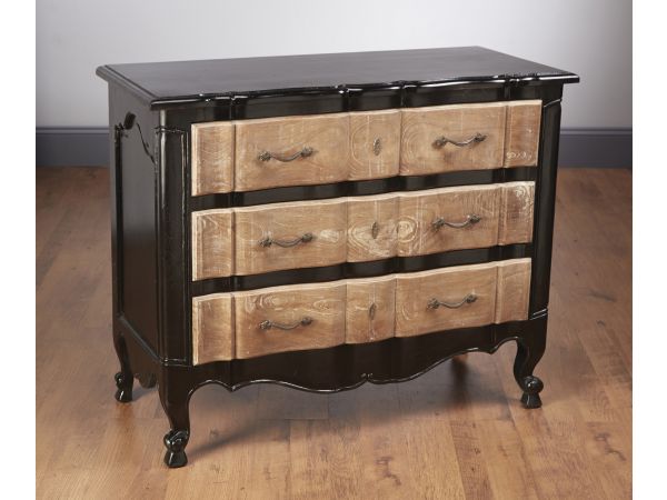43525-BP Three Drawer Chest, Black with Pickled Finish