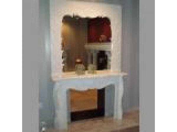 FP-104, ''Reflective Garden'' - Hand-Carved Natural Fireplace Surround