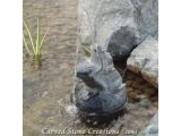 SPF-099, Leap Frog Spitting Sphere - Hand Carved Granite Fountain