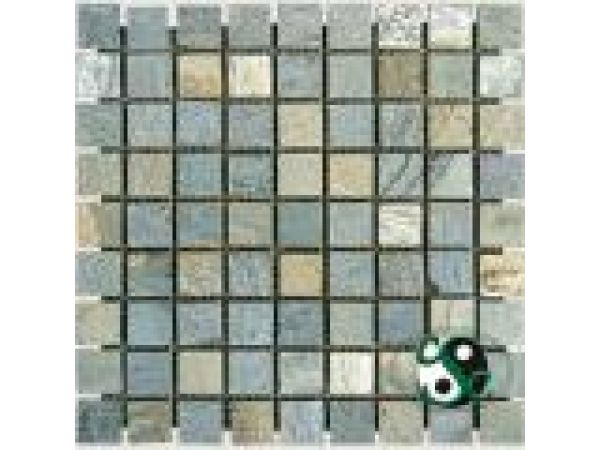 MOS-Q033, Gold Green Quartzite 1x 1 Mosaic