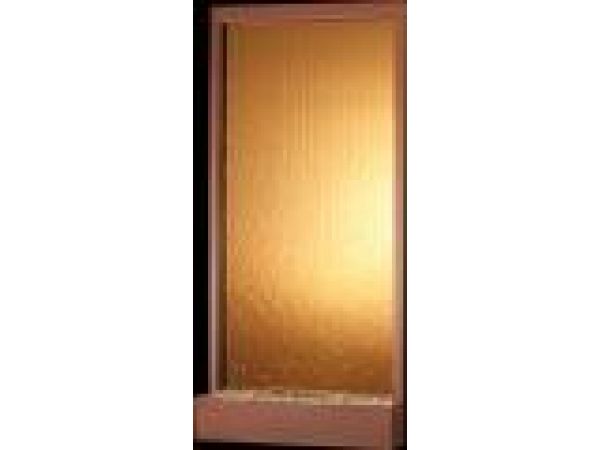 8' Tall Grande Rear Mount Bronze Mirror Panel with Copper Vein Frame Freestanding Fountain