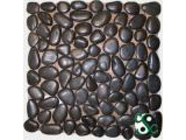 MOS-PEB010, Black Polished Pebbles Mosaic