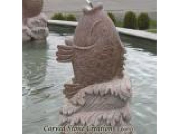 SPF-105, Large Spitting Fish - Hand-Carved Granite Spitting Fountain