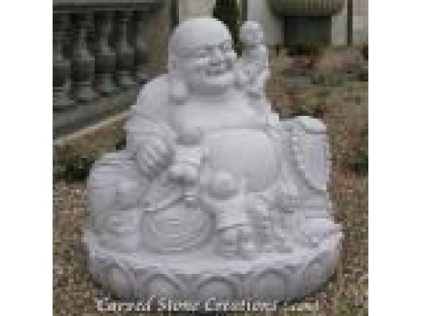 FIG-G007, ''Seated Prosperity Buddha'' - Hand-Carved Statuary Carving