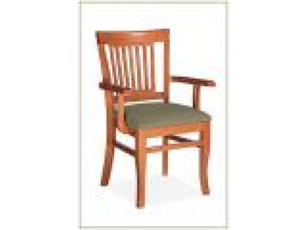 Café style armchair with upholstered seat and slat