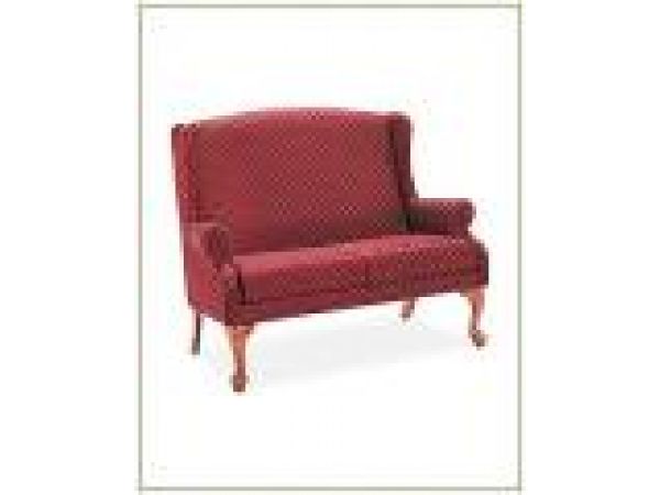 Wing back two-seat sofa with Queen Anne legs