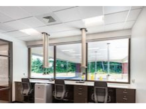 State Employees' Credit Union (SECU) branch office features Rockfon ceiling systems