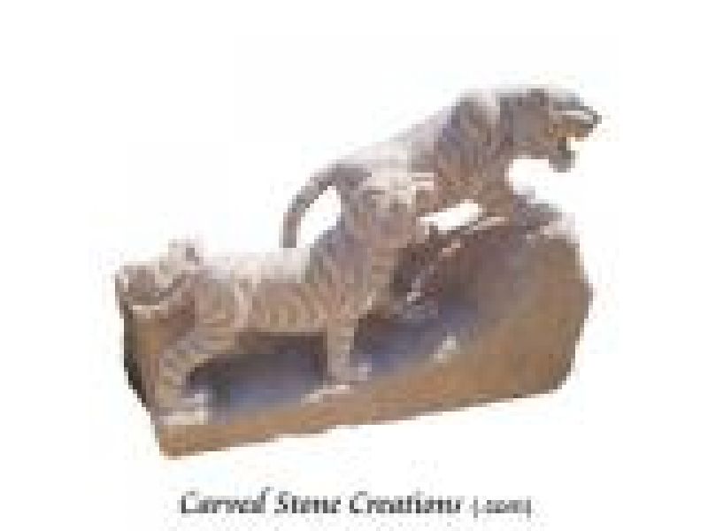 AST-135 ''Ferocious Tigers'' Hand-Carved Granite Animal Statues