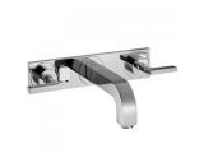 Axor Citterio Wall-Mounted Widespread Faucet Set with Lever Handles and Base Plate