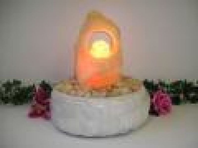 Designer Fountain Orange Calcite-Large With Light