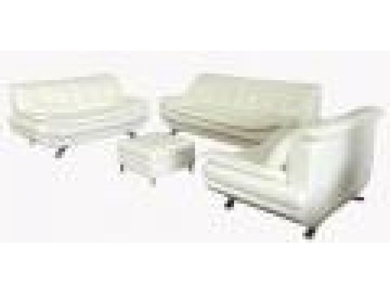 SL 234 White, White Leather Sofa