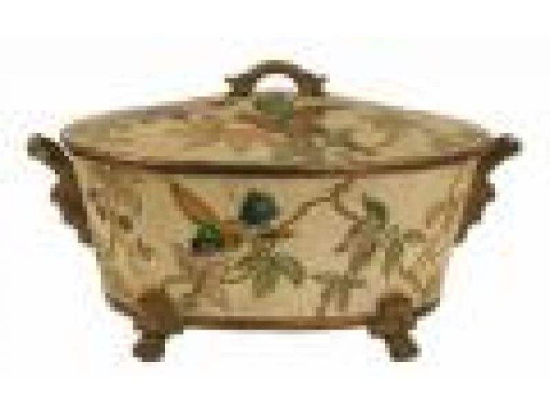 Mfg #: 05-1774 OVAL DECORATIVE BOX WITH BIRDS AND