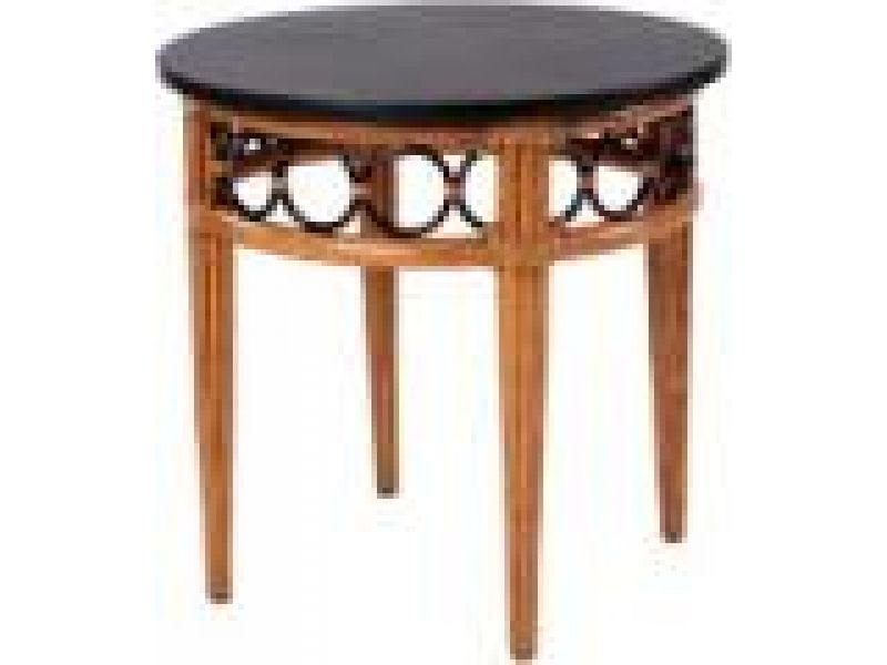Vendфme Round Side Table with Black Granite Top