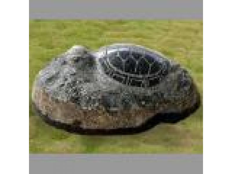 AST-N02, Small Turtle with Natural River Rock Base