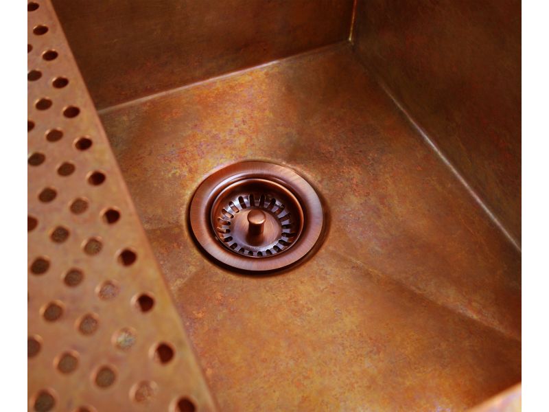 Solid Copper Drain - Weathered Finish