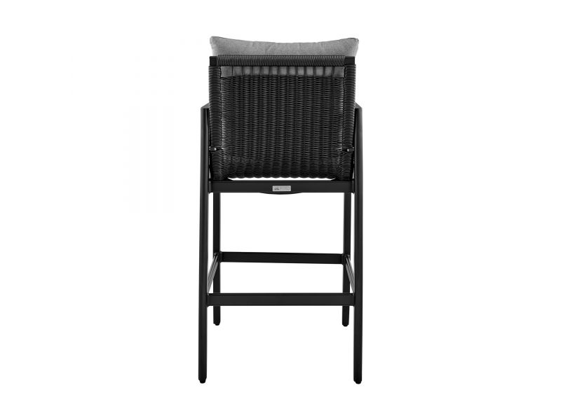Cayman Outdoor Patio Counter Height Bar Stool in Aluminum with Grey Cushions